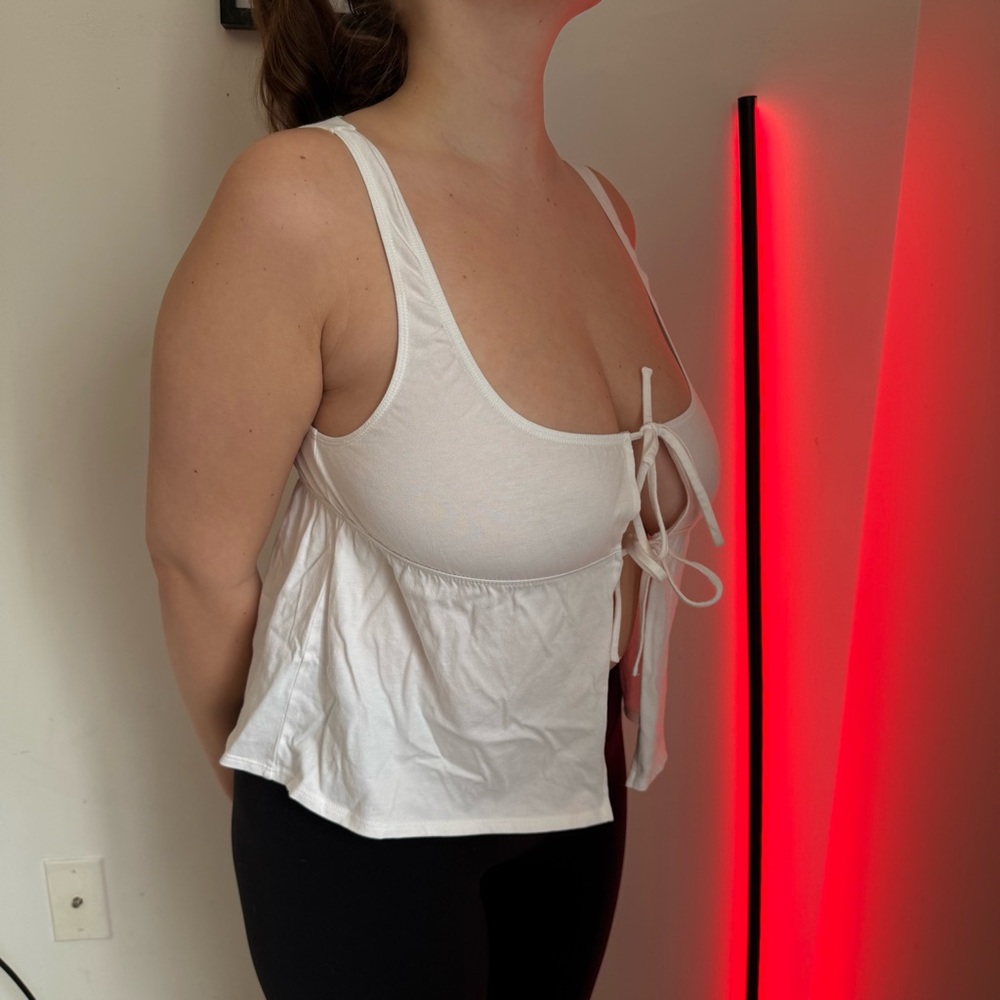 Aritzia White Tie-Front Blouse - Picture 2 of 4